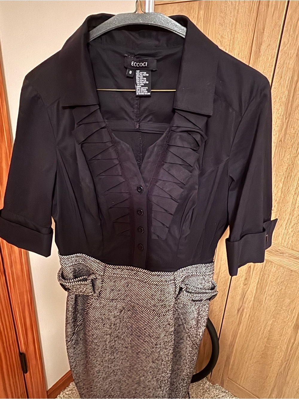 ECCOCI Black & Gray Two-Tone Sheath Dress